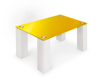 Журнальный столик Колизей-8, белый/желтое стекло в Чите