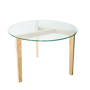 Круглый столик Оникс-7, Натуральный массив/Прозрачное стекло в Чите