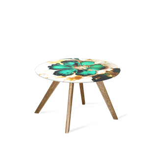 Круглый столик SHT-S39 / SHT-TT32 60 стекло/МДФ (малахитово зеленый/брашированный коричневый) в Чите