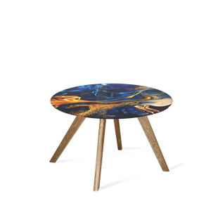 Круглый столик SHT-S39 / SHT-TT32 60 стекло/МДФ (синий сапфир/брашированный коричневый) в Чите