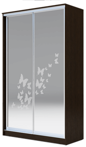 Шкаф 2-х дверный 2200х1682х420 два зеркала, "Бабочки" ХИТ 22-4-17-66-05 Венге Аруба в Чите