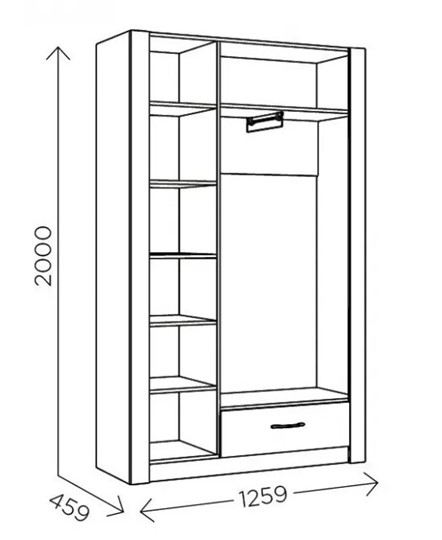 Шкаф гардеробный Ева 5 М2 дуб ирландский/белый матовый в Чите - изображение 2