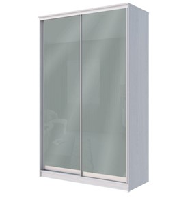 Шкаф двухдверный Хит-22-12-22 с цветным стеклом, средне-серый 074, Ясень анкор светлый в Чите