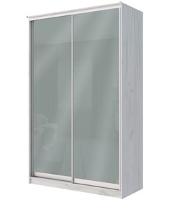 Шкаф Хит-22-14-22 с цветным стеклом, средне-серый 074, Дуб крафт белый в Чите