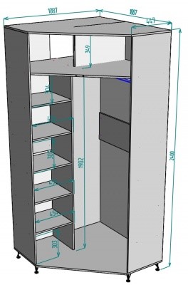 Распашной шкаф угловой Лофт H131, ДКМ в Чите - изображение 1