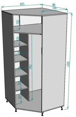 Распашной шкаф угловой Лофт H132, ЯАТ-ЯАС в Чите - изображение 1