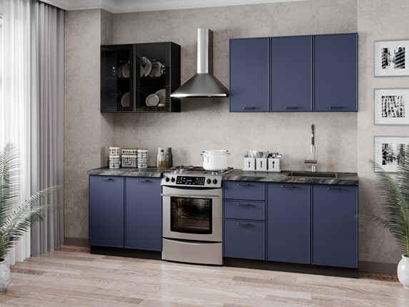 Гарнитур на кухню 2600 Индиго, Черный/Темно-синий в Чите - изображение