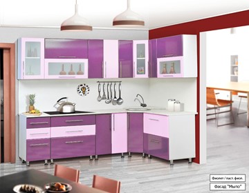 Угловая кухня Мыло 224 2600х1600, цвет Фиолет/Пастель фиолет в Чите