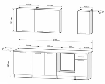 Кухонный гарнитур Моника 2,4 м (Дуб Сонома/Белый) в Чите - предосмотр 1