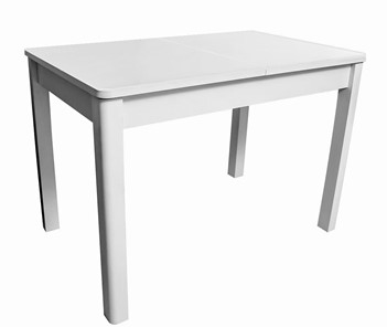 Кухонный раскладной стол Айсберг-07 СТ1, белое ЛДСП/стекло белое/прямые массив белый в Чите