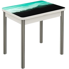 Кухонный раздвижной стол Бари хром №6 (Exclusive 179K/белый) в Чите