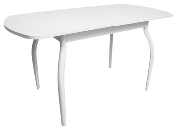 Обеденный раздвижной стол ПГ-01 ЛДСП, белый ЛДСП/32 гнутые крашеные металл белый в Чите
