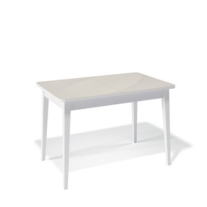 Кухонный стол раздвижной Kenner 1100M (Белый/Стекло крем сатин) в Чите