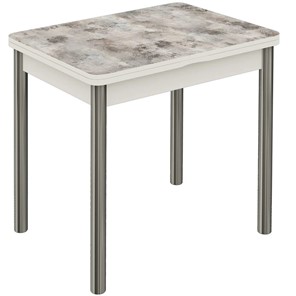 Кухонный раскладной стол Бари хром №6 (Exclusive h102/белый) в Чите