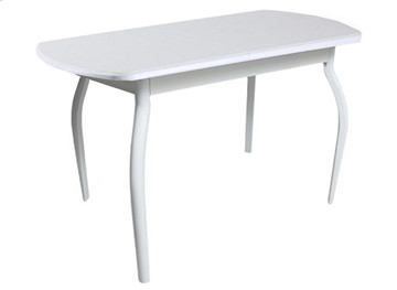 Кухонный обеденный стол ПГ-05 ЛДСП, белый ЛДСП/32 гнутые крашеные металл белый в Чите