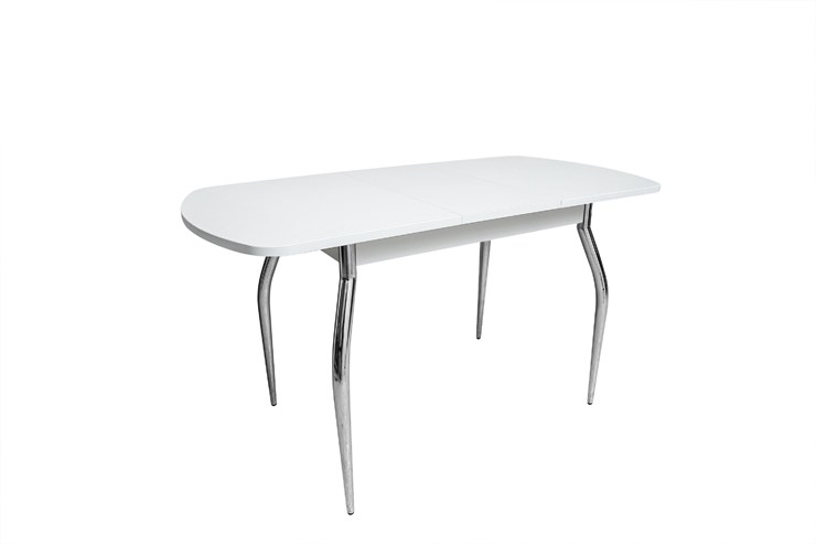 Кухонный стол раскладной ПГ-02СТ белое/белое/крашенные фигурные в Чите - изображение 1