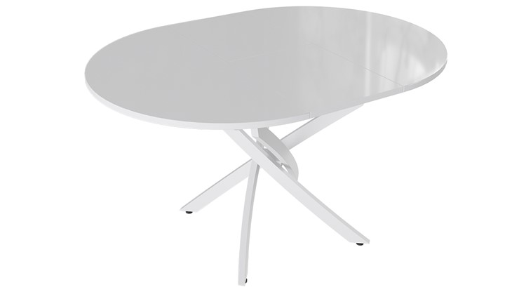 Кухонный стол раскладной Diamond тип 3 (Белый муар/Белый глянец) в Чите - изображение 1