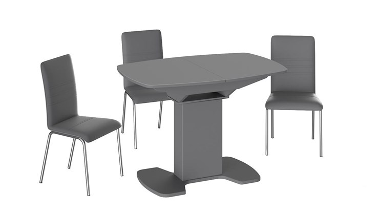 Кухонный раскладной стол Портофино (СМ(ТД)-105.01.11(1)), цвет Серое/Стекло серое матовое LUX в Чите - изображение 2