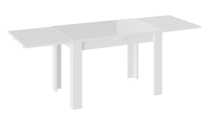 Кухонный раздвижной стол Норман тип 1, цвет Белый/Стекло белый глянец в Чите - изображение 1