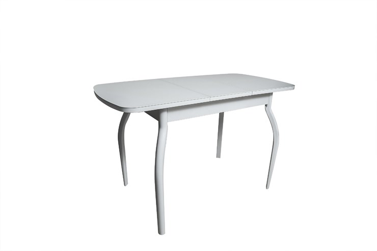 Кухонный раскладной стол ПГ-01СТ белое/белое/хром фигурные в Чите - изображение 1