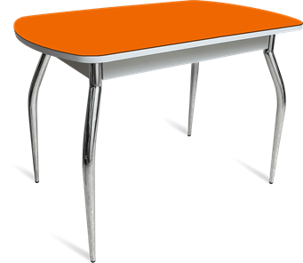 Стол кухонный ПГ-04 СТ белое/оранжевое/хром фигурные в Чите - предосмотр
