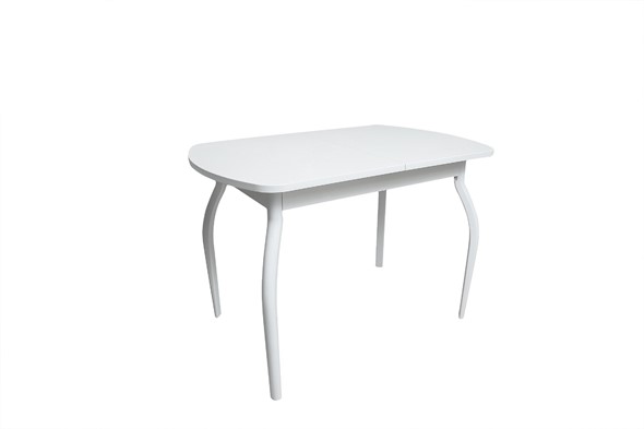 Кухонный стол раскладной ПГ-02СТ белое/белое/крашенные фигурные в Чите - изображение