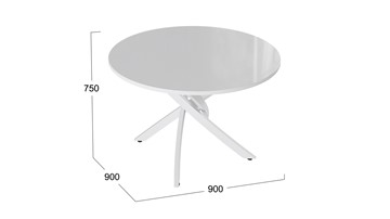 Кухонный обеденный стол Diamond тип 2 (Белый муар/Белый глянец) в Чите - предосмотр 1