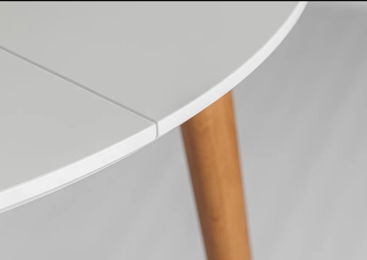Обеденный круглый раздвижной стол Белая Эмаль д. 90 см МДФ ножки светлый орех в Чите - изображение 19