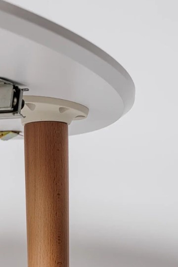 Обеденный круглый раздвижной стол Белая Эмаль д. 90 см МДФ ножки светлый орех в Чите - изображение 2