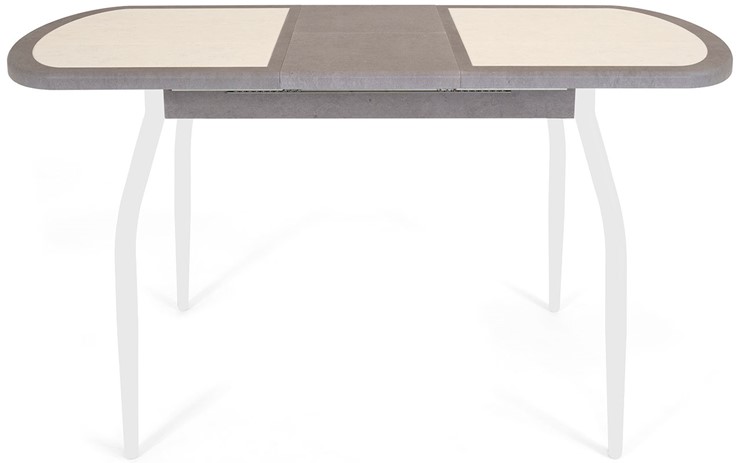 Кухонный раскладной стол Будапешт-мини ПЛ (ноги белые, плитка бежевая/серый камень) в Чите - изображение 3
