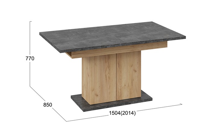 Кухонный раздвижной стол Детройт тип 1 (Дуб Крафт золотой/Ателье) в Чите - изображение 4