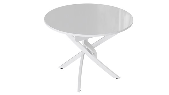 Кухонный стол раскладной Diamond тип 3 (Белый муар/Белый глянец) в Чите - изображение
