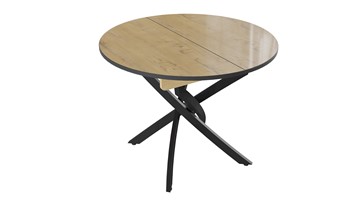 Кухонный раздвижной стол Diamond тип 3 (Черный муар/Бунратти глянец) в Чите