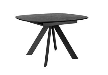 Обеденный раздвижной стол DikLine BK100 Керамика Черный мрамор/подстолье черное/опоры черные в Чите - предосмотр