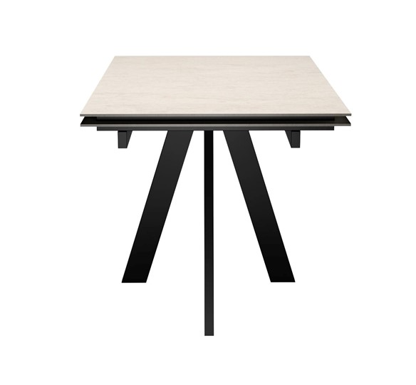Кухонный раскладной стол DikLine DM120 Хромикс белый / опоры черные в Чите - изображение 2