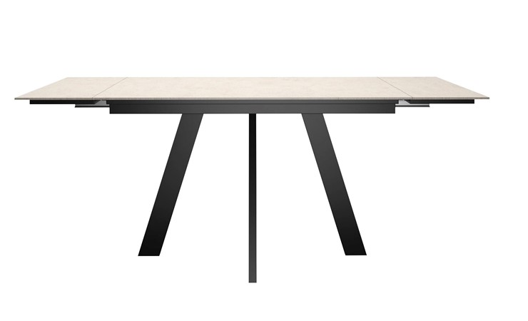 Кухонный раскладной стол DikLine DM120 Хромикс белый / опоры черные в Чите - изображение 4