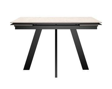 Кухонный раскладной стол DikLine DM120 Хромикс белый / опоры черные в Чите - предосмотр 1