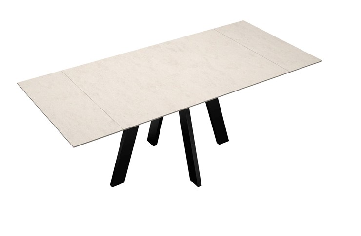 Кухонный раскладной стол DikLine DM120 Хромикс белый / опоры черные в Чите - изображение 7