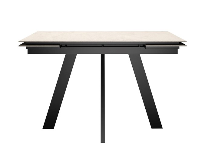 Кухонный раскладной стол DikLine DM120 Хромикс белый / опоры черные в Чите - изображение 1