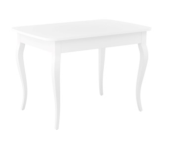 Кухонный стол раскладной Dikline M110 Белый/стекло белое сатин/ножки MC белые в Чите