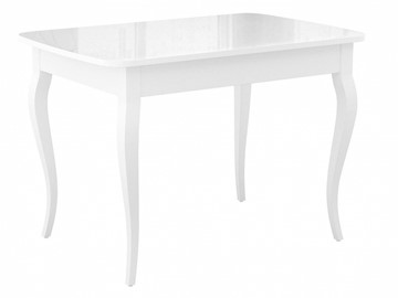Кухонный раскладной стол Dikline M120 Белый/стекло белое глянец/ножки MC белые в Чите