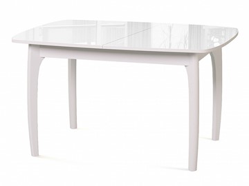 Кухонный раскладной стол Dikline M20 стекло белое/ножки белые в Чите