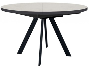 Кухонный стол раскладной Dikline RD120 Хромикс белый/ножки черные в Чите