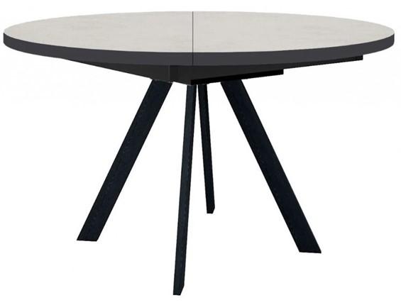 Кухонный стол раскладной Dikline RD120 Хромикс белый/ножки черные в Чите - изображение