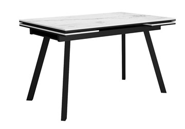 Кухонный раскладной стол DikLine SKA125 Керамика Белый мрамор/подстолье черное/опоры черные (2 уп.) в Чите