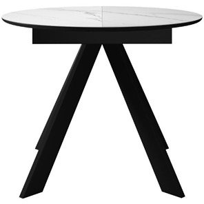 Кухонный стол раздвижной DikLine SKC100 D1000 Керамика Белый мрамор / опоры черные в Чите - предосмотр