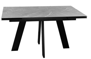 Кухонный стол раскладной DikLine SKM140 Керамика серый мрамор/подстолье черное/опоры черные (2 уп.) в Чите - предосмотр