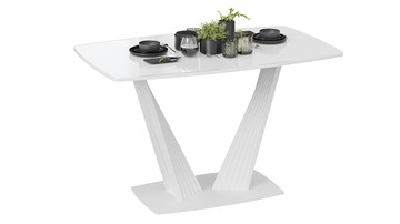 Кухонный стол раздвижной Фабио тип 1 (Белый матовый, Стекло глянцевое белое) в Чите - предосмотр