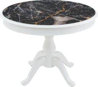 Стол со стеклянной столешницей Фабрицио-1 Glass, Круг 1000, фотопечать (Мрамор 10) в Чите