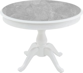 Овальный стол на кухню Фабрицио-1 Glass, Круг 1000, фотопечать (Мрамор 12) в Чите